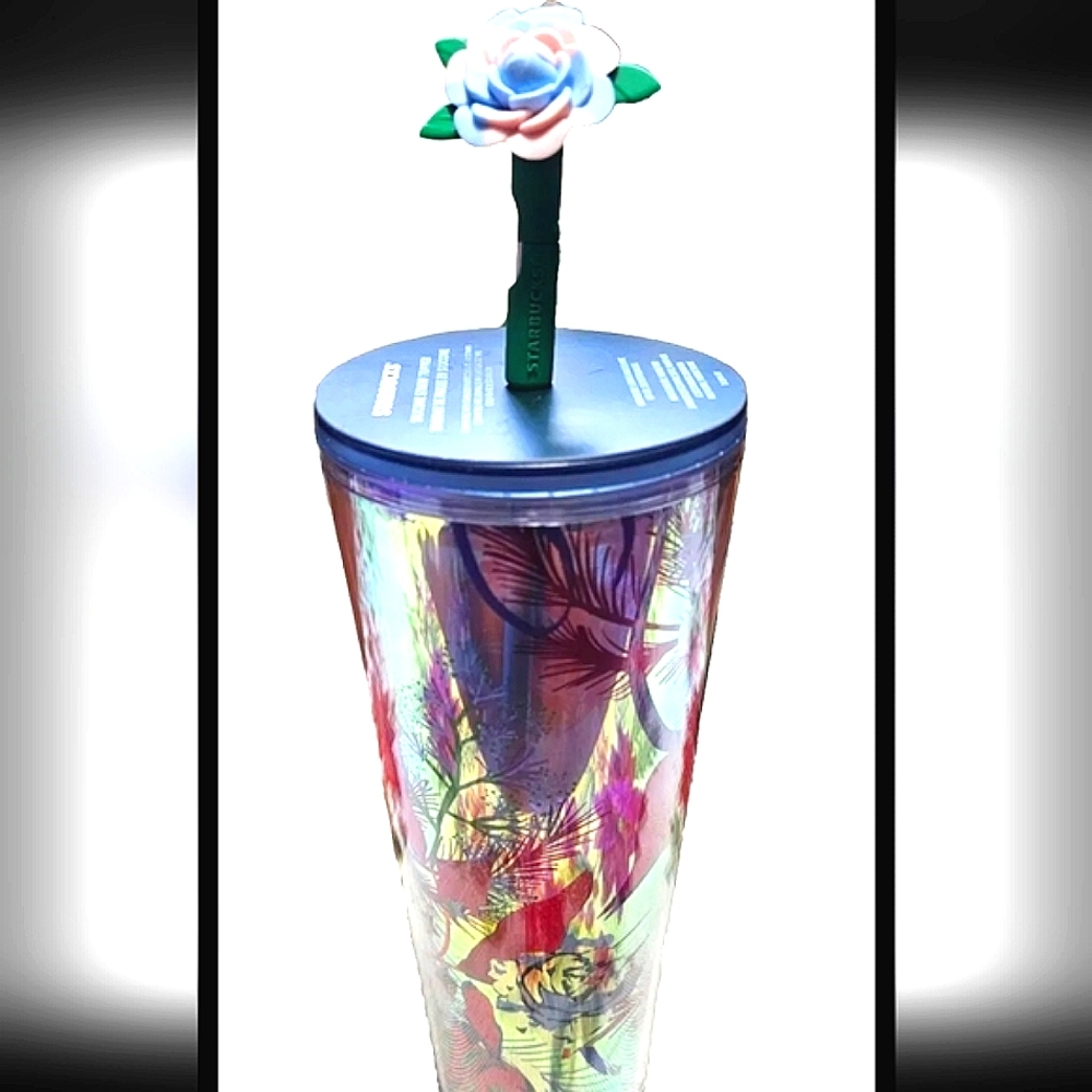 NEW, Starbucks Holiday 2023 Rose Silicone Straw Topper Venti Cold Cup Tumbler